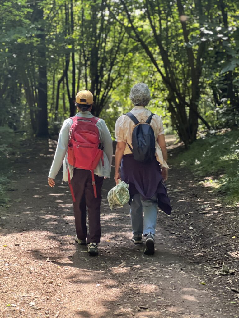 Mebrak and Shaila lead the group in their Eco-systemic Walking Therapy Session in Stanmer Park.